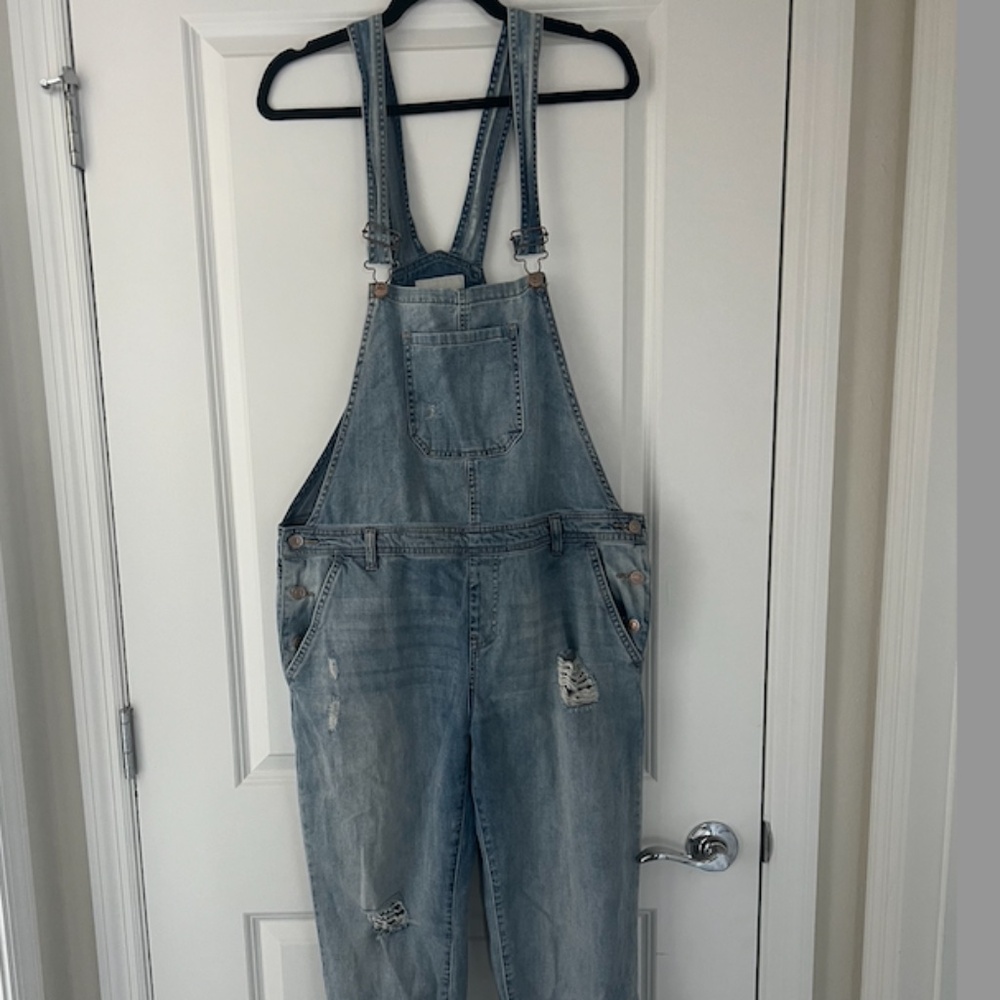 Distressed overalls